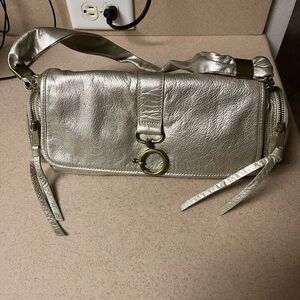 Vintage Y2K Banana Republic Metallic Shoulder Bag - Leather